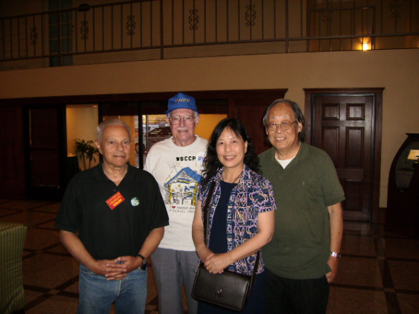 2007 Southern California DX Convention at Visalia, California: (left to right) Charles (W6UM), Seymour (W6CCP), Lily C.H. Zhang (BA1CHZ), Paul (KU6T).